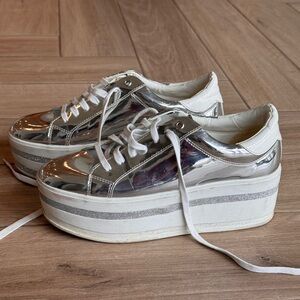 Women's Silver Platform Sneakers